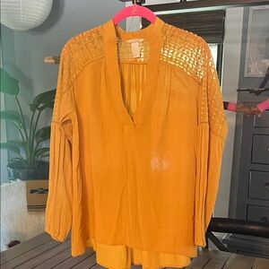 Women's Mustard Yellow Peasant Blouse
